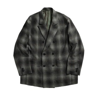 RE:NEWOOL OMBRE CHECK  W-BREASTED JK / RE:NEWOOLオンブレWブレストジャケット(GRAY)