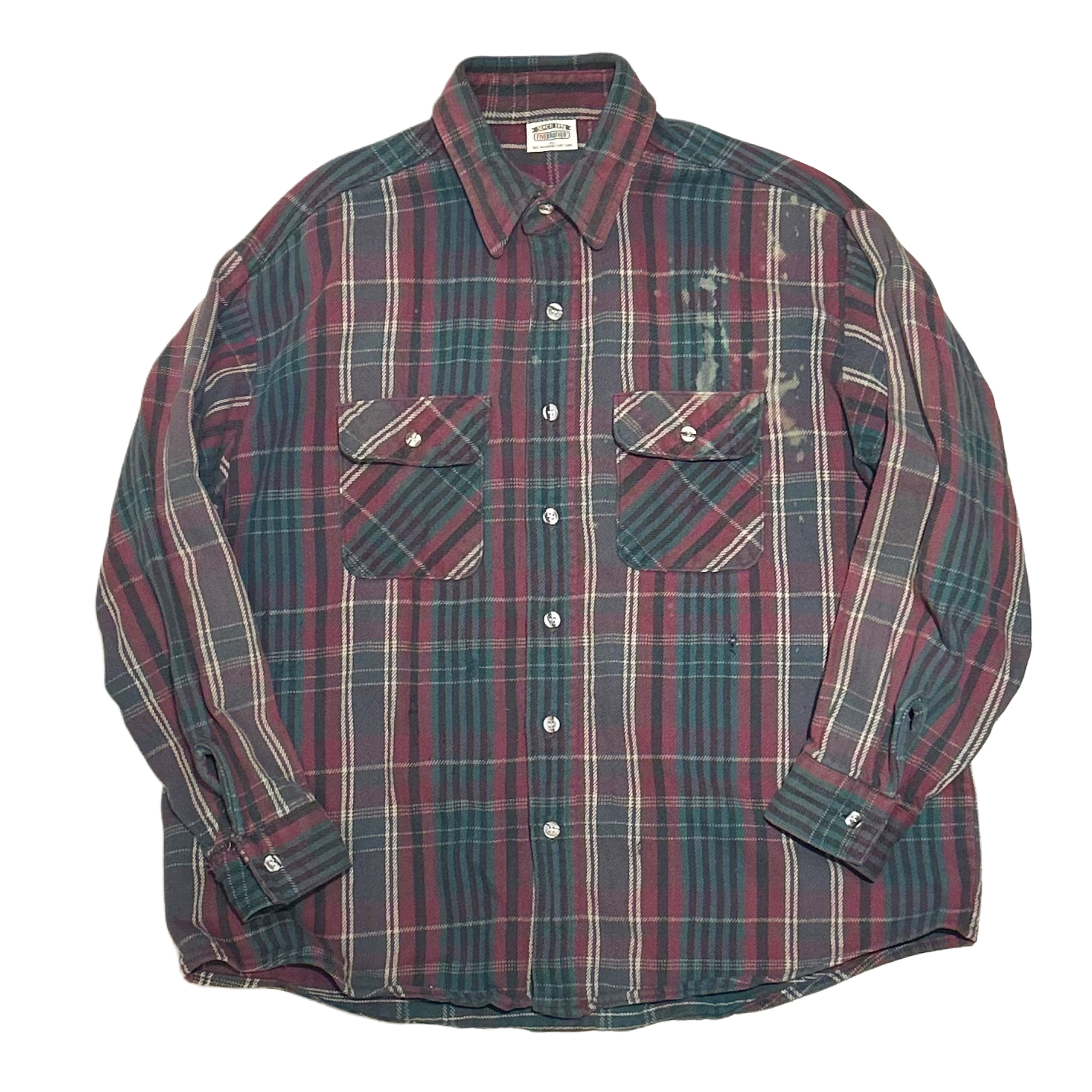 90s OSHKOSH オシュコシュ ブロックチェック ネルシャツ 青黒【M