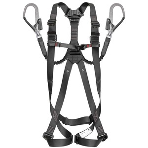 【特価処分】タジマ 新規格安全帯 フルハーネスGS・蛇腹式ダブルランヤードセット Lサイズ黒 束縛感の少ないY型構造 短くなるので邪魔にならない蛇腹式 ランヤード長150cm より戻し付き硬質焼入ゲートスチールフックL2 フックハンガー付 A1GSLJR-WL2BK