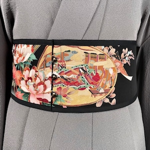 コルセット帯（平安貝合わせ・黒留袖より制作）Corset Obi(Heian-period shell-matching game・Made of Kurotomesode Kimono)