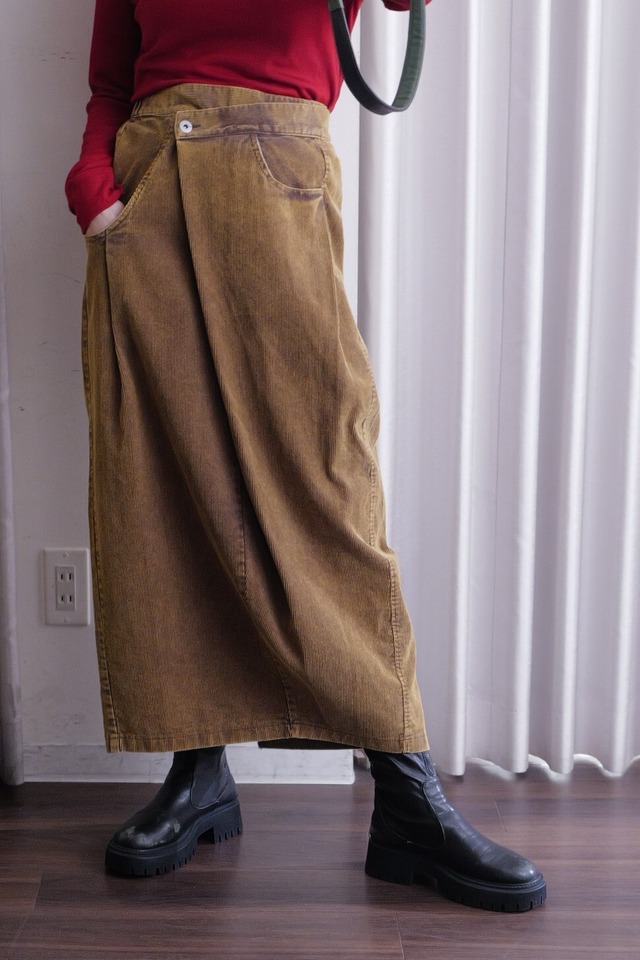 corduroy wrap skirt camel