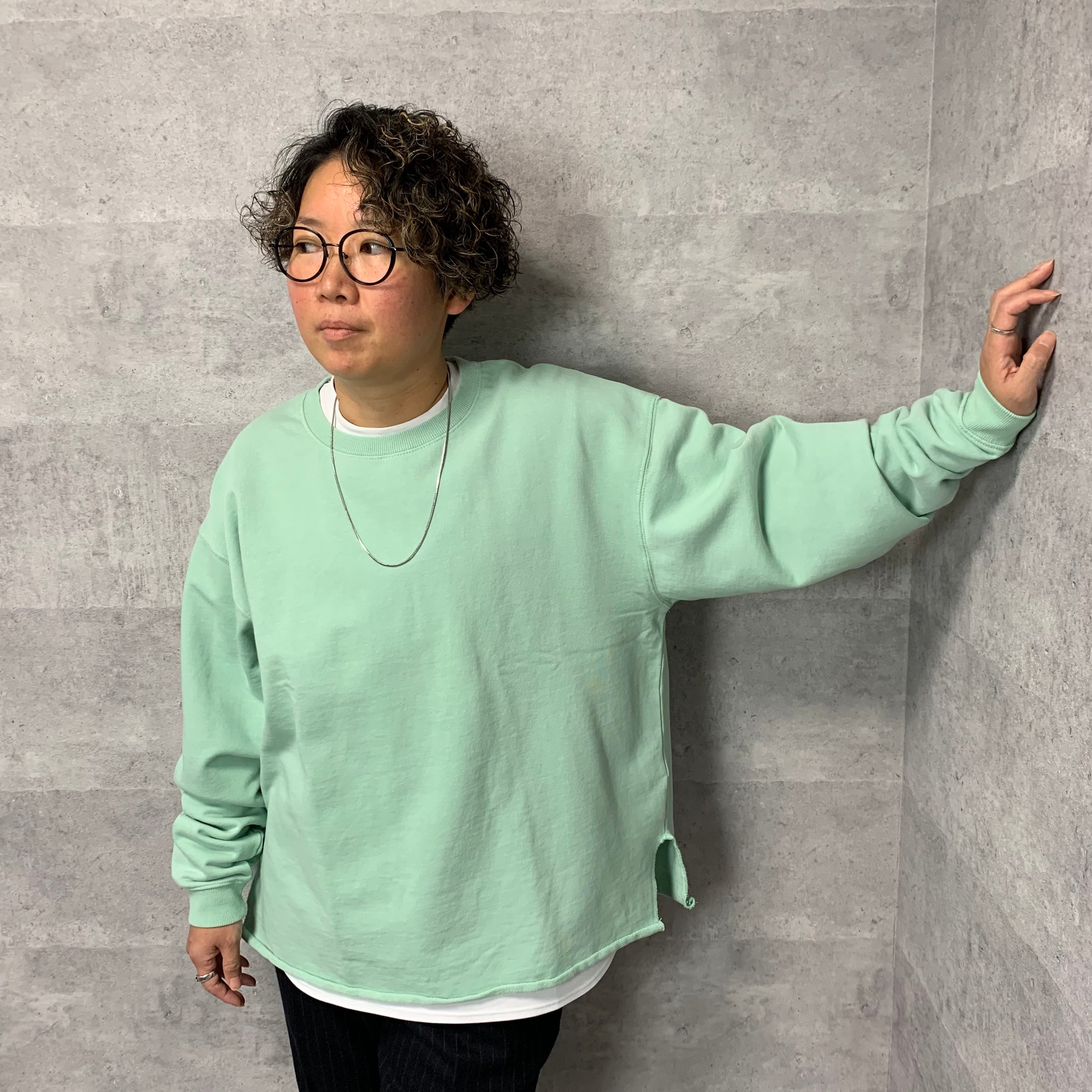 ジャーナルスタンダード レリューム オーバーサイズ スリットスウェット トレーナー ミント グリーン M ■ M11 【USED】