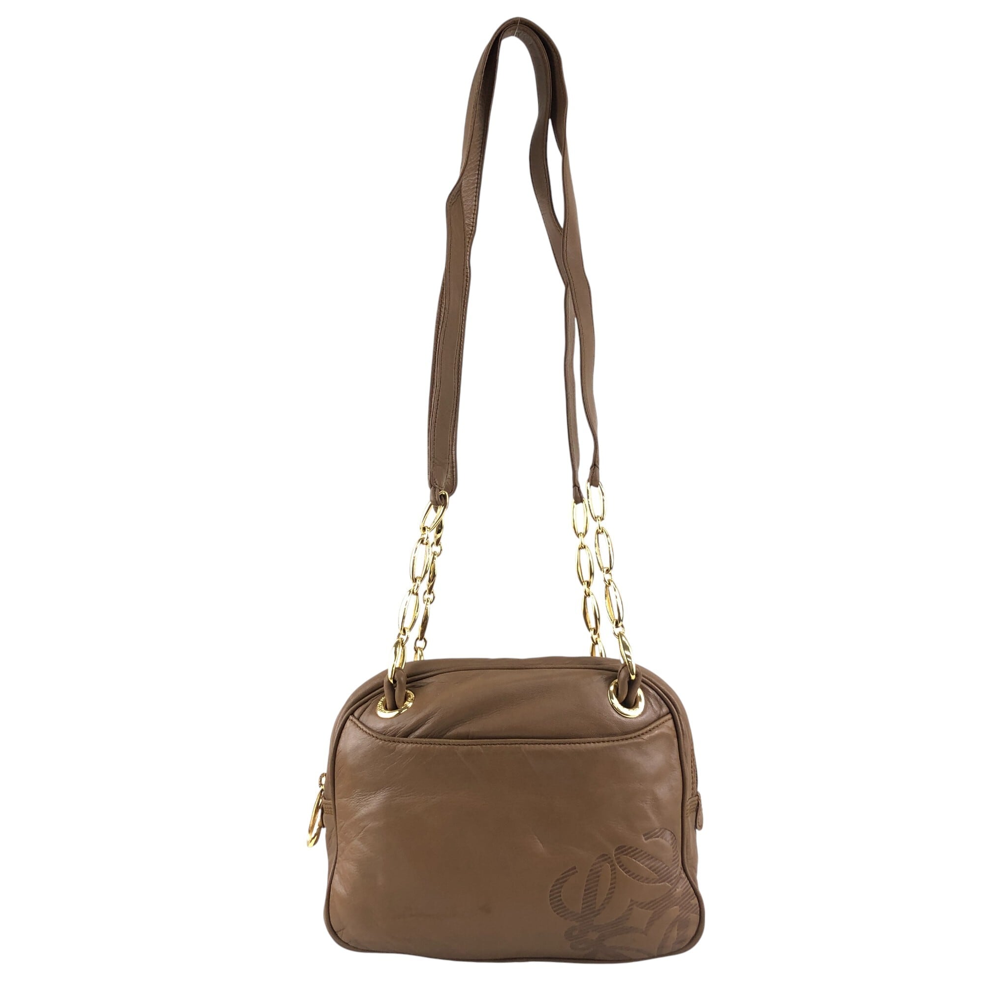 美品　ロエベ ナッパレザー ビンテージショルダーバッグ アナグラム　ブラウン LOEWE ロエベ ショルダーバッグ ブラウン アナグラム ナッパレザー