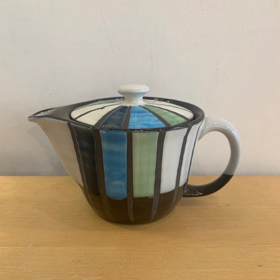 【波佐見焼】【瑞幸窯】【撥水十草】【ポット】　青　赤