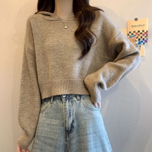 パーカー ニット 長袖 レディース 秋 韓国 フード付き トップス おしゃれ 大人 かわいい カジュアル シンプル ゆったり ニットセーター 無地 暖かい 大人可愛い 大人女子