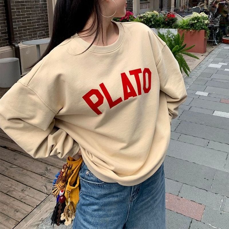 Logo print oversized sweatshirt 00593