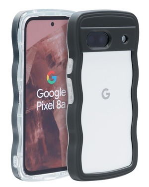 【人気】Google Pixel 8A ケース ウェーブ ピクセル 8a うねうね 人気 韓国 耐衝撃 超軽量 薄型 おしゃれ pixel8a なみなみ パステル 可愛い 透明 オタ活 推し活 (ブラック pixel8a)