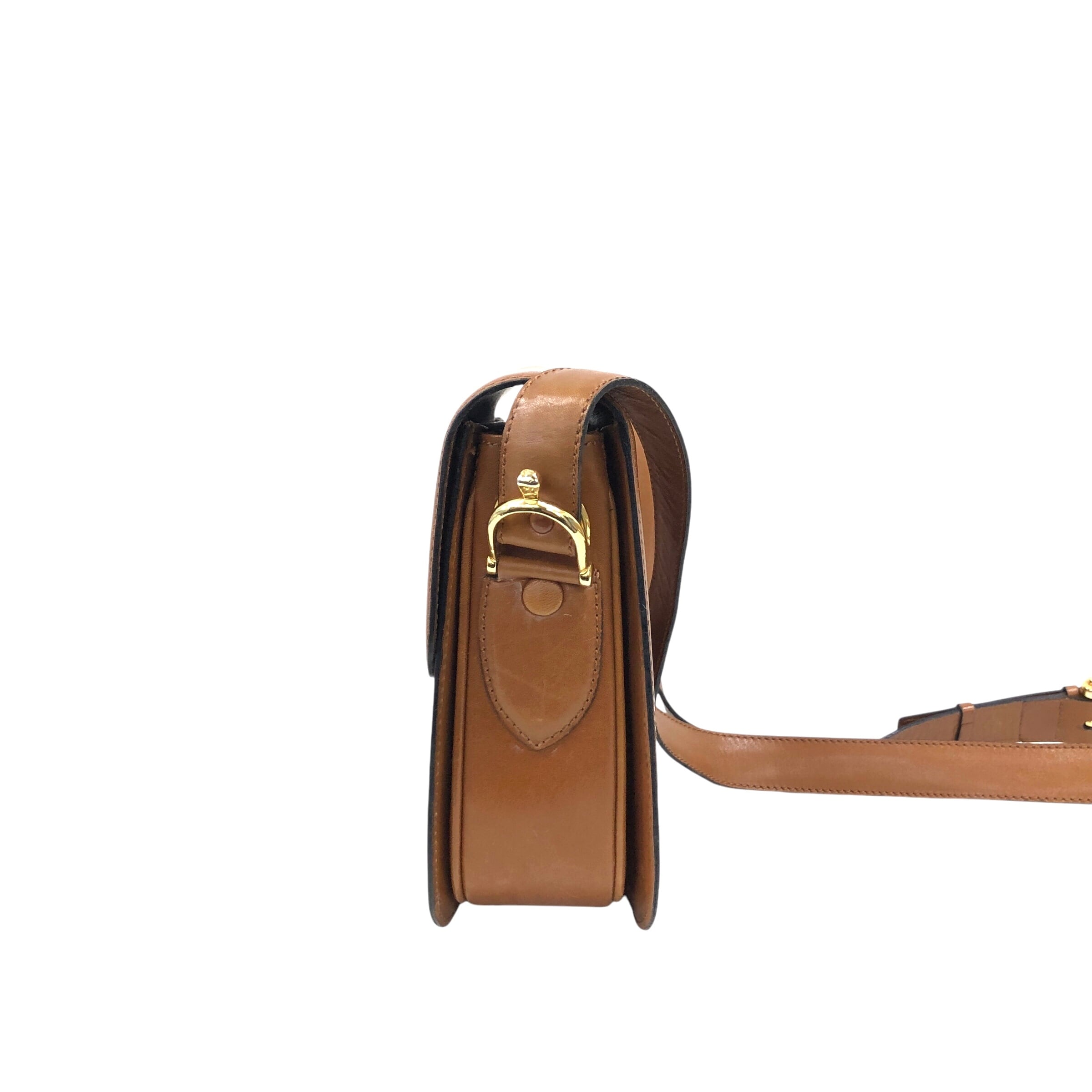 CELINE セリーヌ ショルダーバッグ キャメル エンブレム レザー