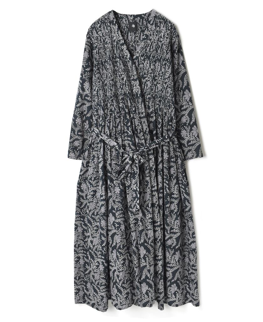 Maison De Soil メゾンドソイル80 S Voile Leaf Flower Block Print Mini Pintuck Wrap Dressリーフ 小花柄ピンタックワンピース Nmds Provice