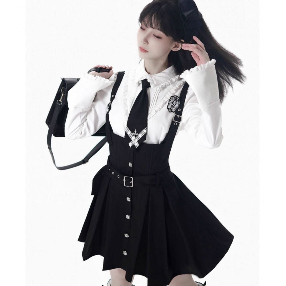 ノアールプレッピーモノトーン制服セットアップ：スカート | Maiden's Rêve