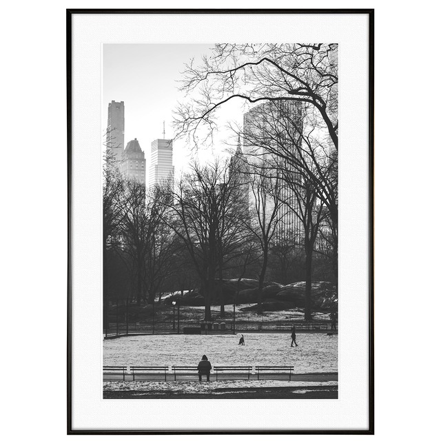 アメリカ写真 ニューヨーク　冬のセントラルパーク インテリアモノクロアートポスター額装  AS3584