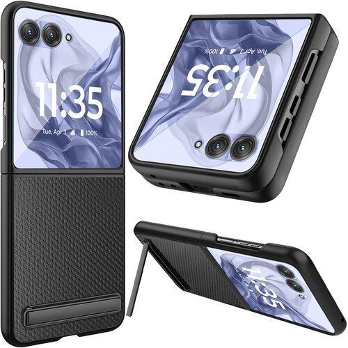 NINKI適応Moto Razr 50 ウルトラ ケース スタンド付き PCフレーム+PUレザー メンズ 男女兼用 純正 指紋つけにくい 折り畳み式 液晶保護フィルム付き 耐衝撃 ピッタリ対応 人気 ライチ紋様 Moto Razr 50 Ultraケース アラミド繊維 3299