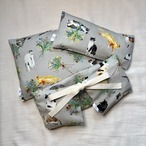 《アイカイロ／首肩用紐付き／大判》米ぬか玄米カイロ３点セット（選べるハーブ）猫に花束柄