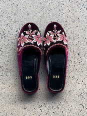 Velor sandals（Burgundy・Flower）