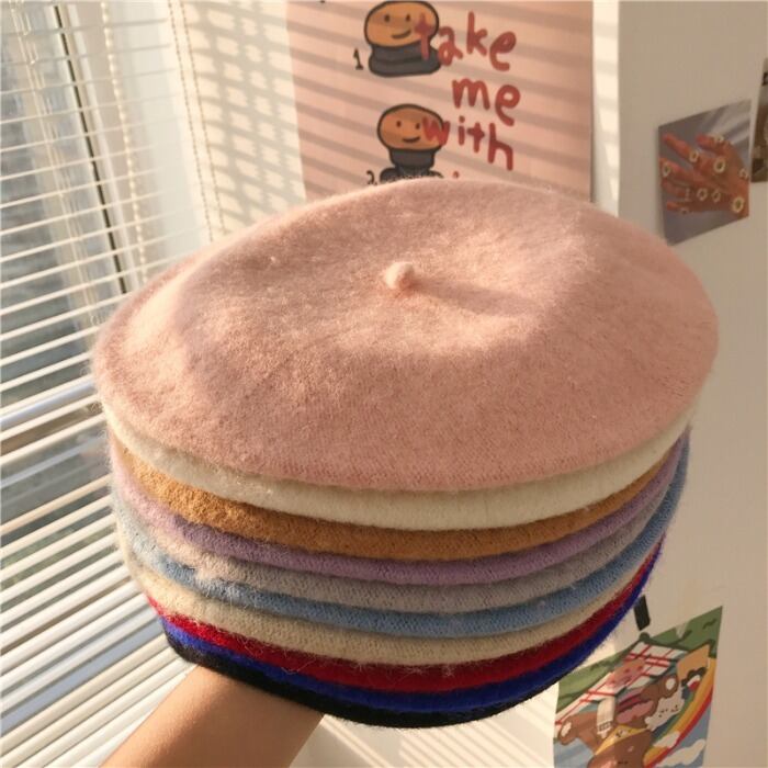 オータムウィンターソリッド カラースタンダードカジュアル レトロ 帽子 秋物 冬物 ベレット ヘアアクセサリー ソリッドカラー モンロー90573842059