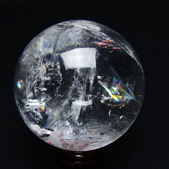 水晶 丸玉 虹入り 55mm スフィア 置物 水晶玉 一点物 151-8837
