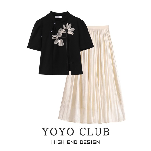 【YOYO CLUBBシリーズ】★チャイナ風セットアップ 単品注文★ トップスorスカート 花 気質アップ 可愛い