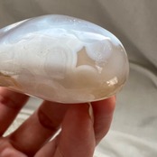 スノーフレークアゲート*ホワイトオルカ*パーム*天然石インテリア*天然石置物*握り石*2303187