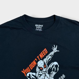 【GILDAN】スパイダーマン プリント Tシャツ ロゴ 黒t 半袖 2X-LARGE ビッグサイズ US古着