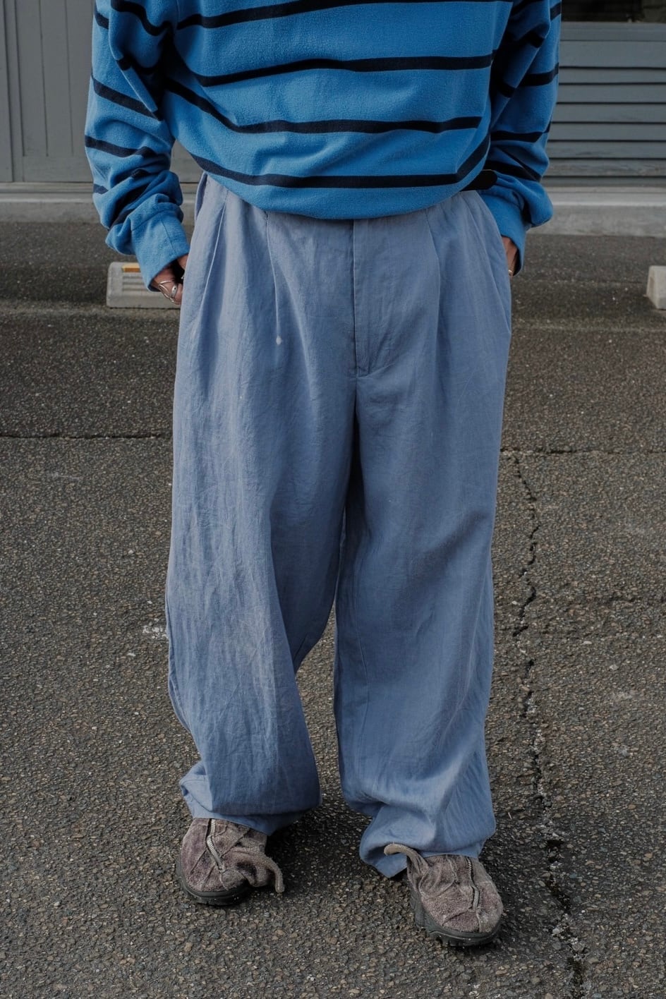 1990s linen tucked slacks
