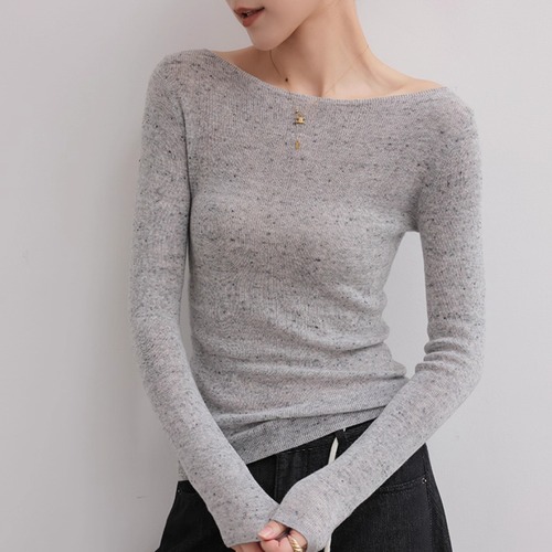 3色／ラウンドネックニットトップス ・19955