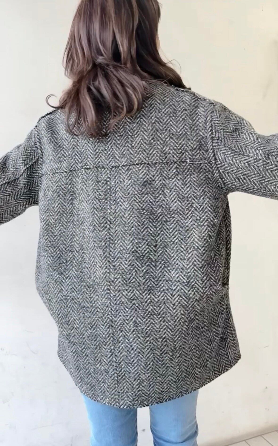 ヘリンボーンツイードハーフコート 504388 CYAN tokyo シアン