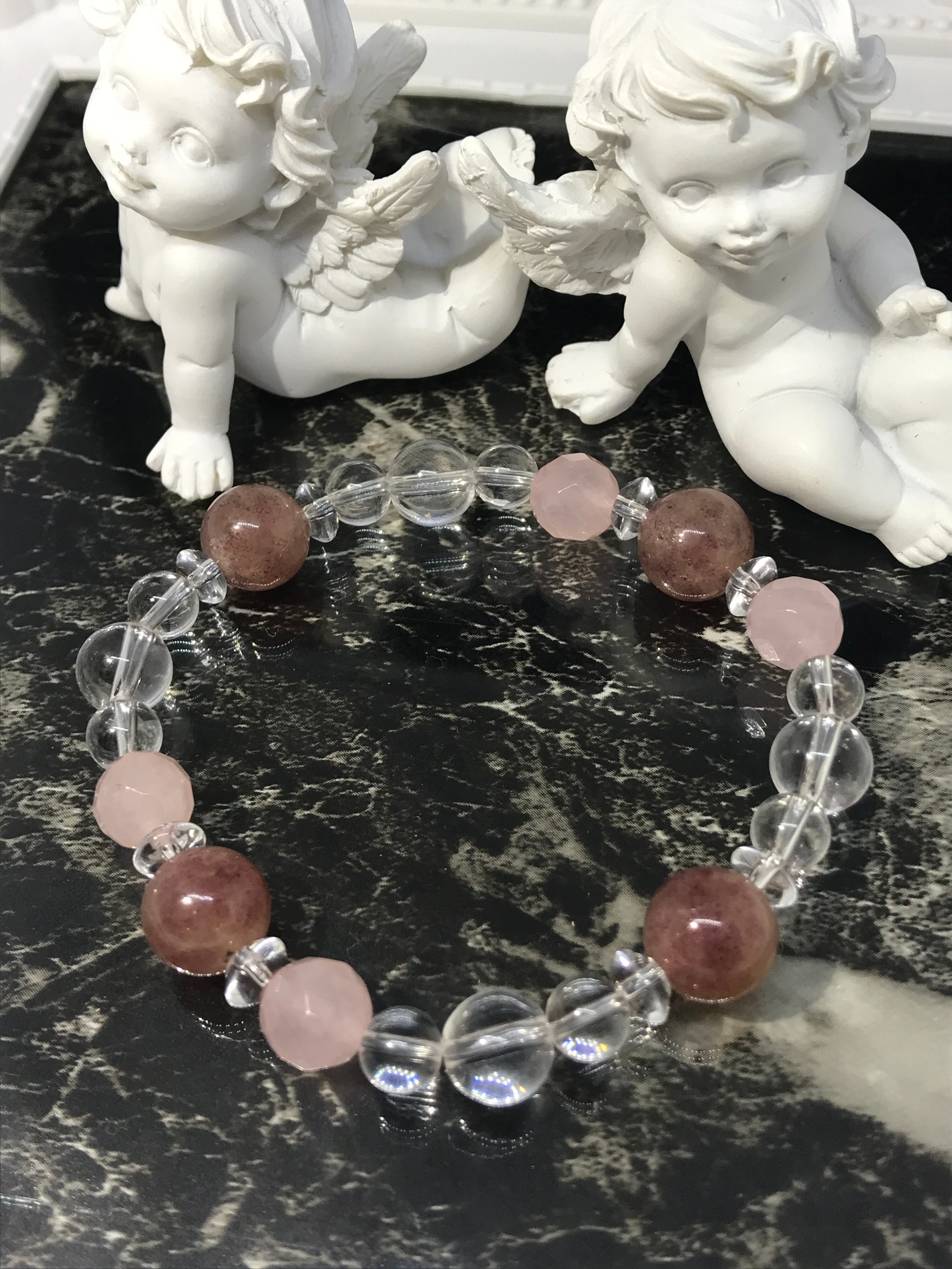 ストロベリー＆ローズクォーツブレスレット