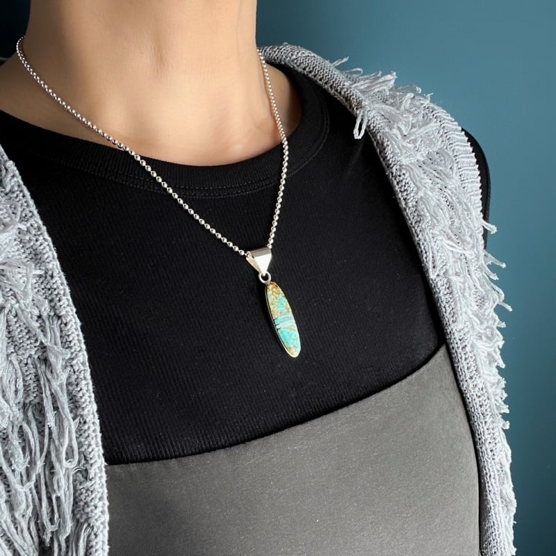 Indian Jewelry 》ナンバーエイト ターコイズ ペンダント 一点物