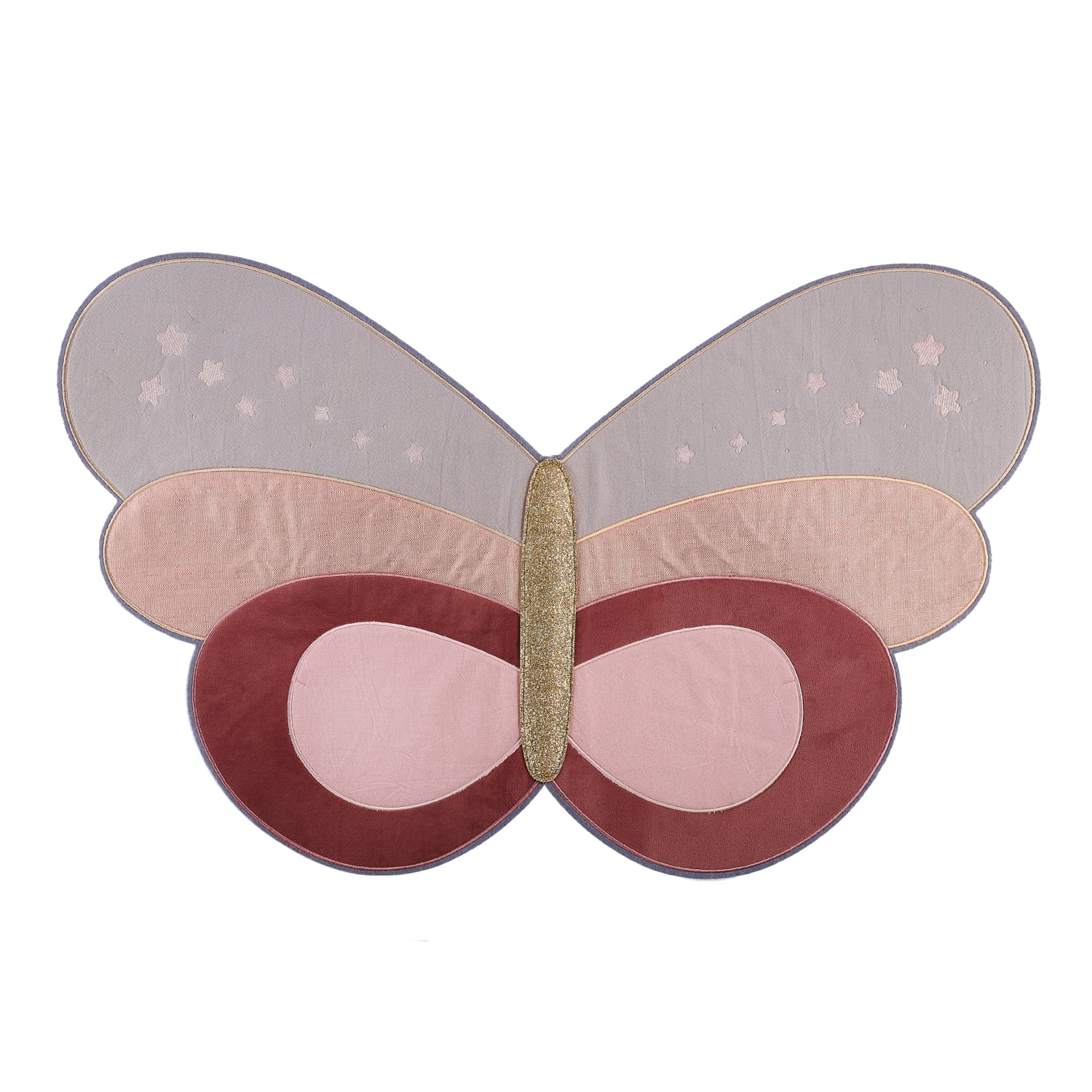 DRW09P-Patchwork Butterfly Velvet Wings 3-10 Years-PINK