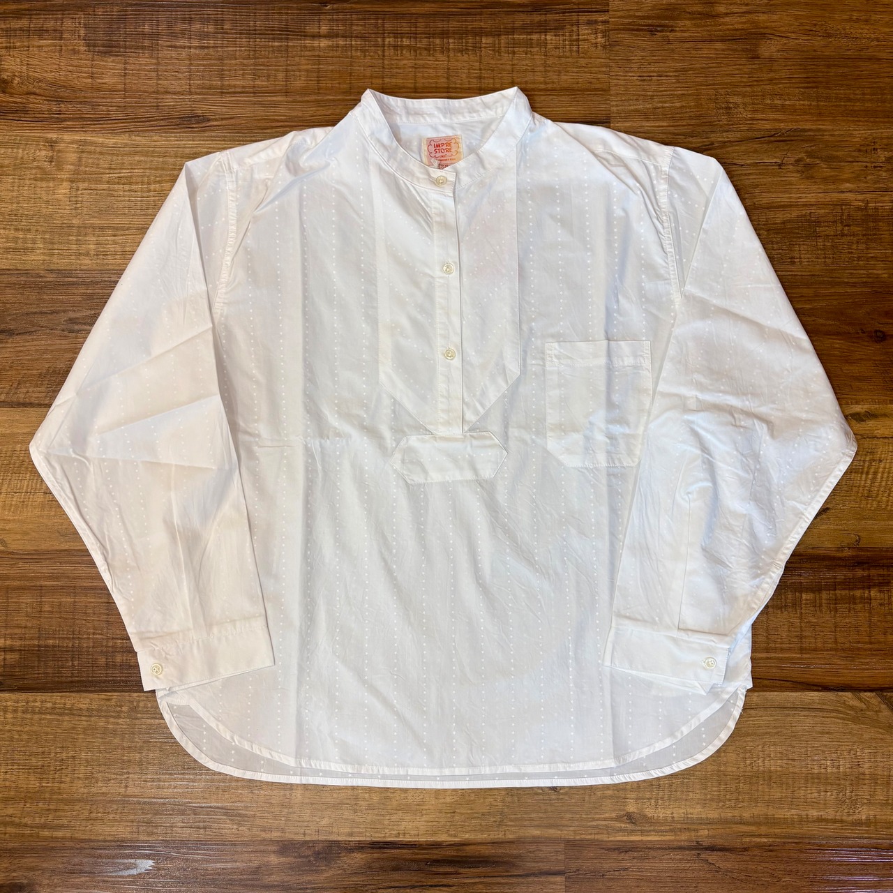 インプレストア【IMPRESTORE】Fisherman Shirt(5.5ozPOPLIN)Pinst米ripe / Riceman★(★White) - 1