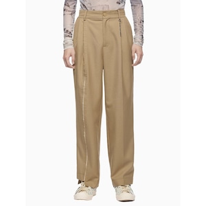 Feng Chen Wang  DECONSTRUCTED LAYERED PLEATED SUIT PANTS  KHAKI