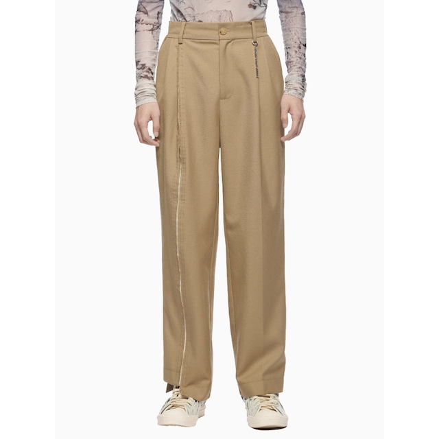 Feng Chen Wang  DECONSTRUCTED LAYERED PLEATED SUIT PANTS  KHAKI