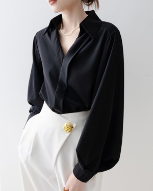 Vネックカシュクール風ブラウス A0949