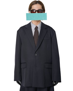 ssstein "WOOL KERSEY OVERSIZED SINGLE BREASTED JACKET〔DARK NAVY〕"