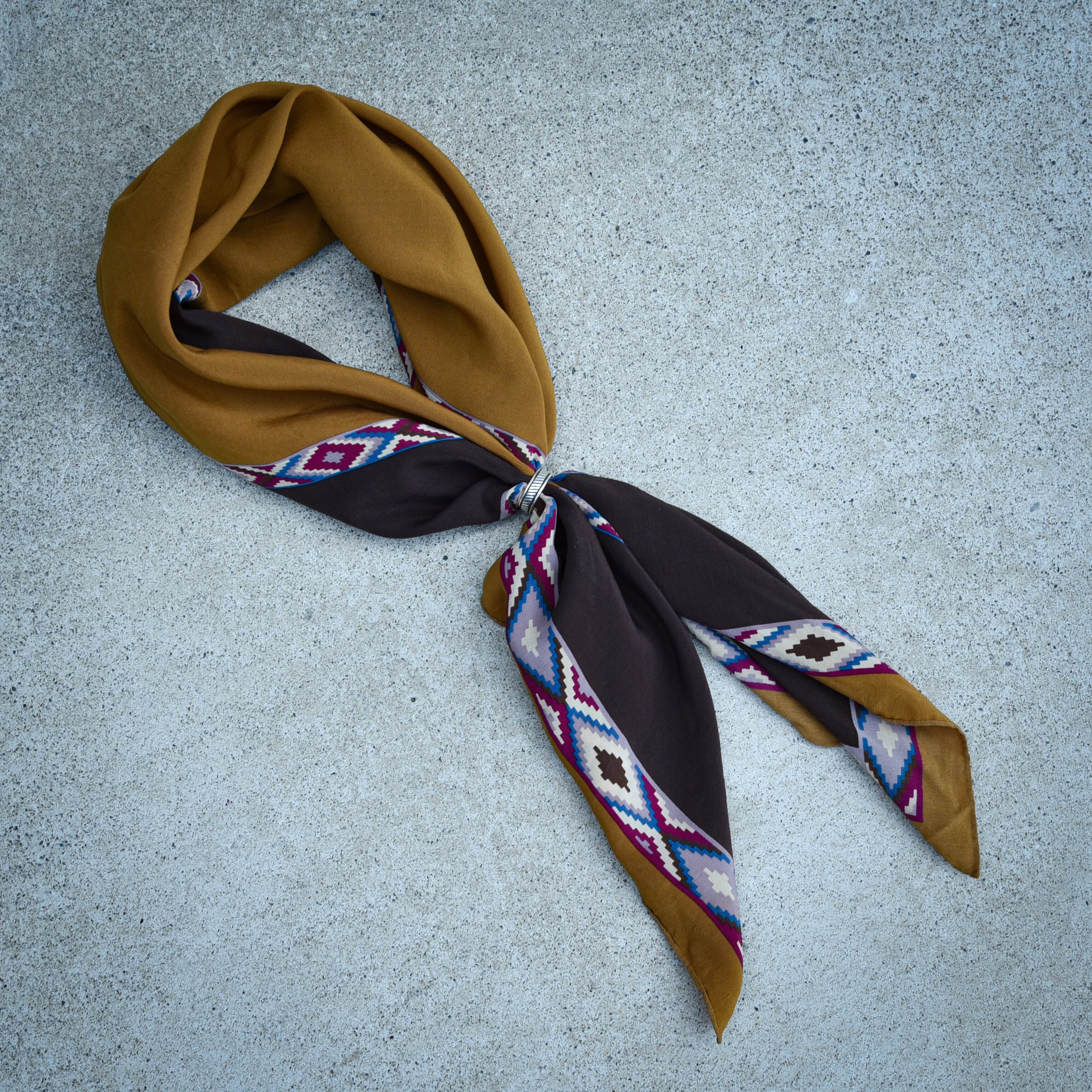 YSL Vintage Silk Scarf (BROWN) イブサンローラン シルク スカーフ