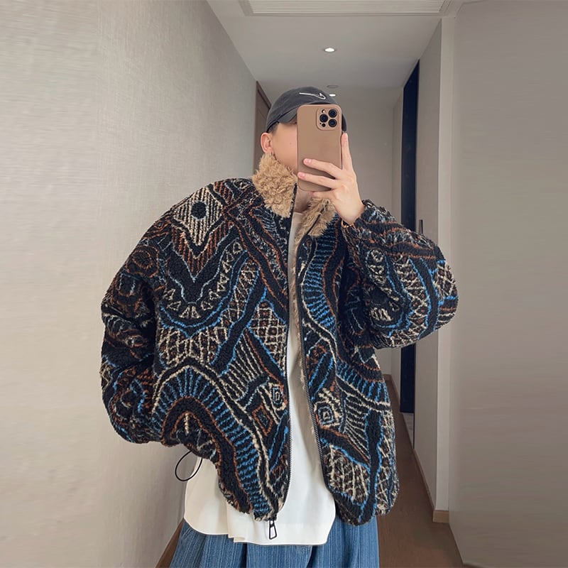 dannyandzeeエスニック柄ジャカード中綿ジャケット