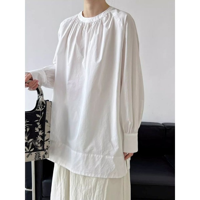 gather neck volume sleeve blouse   101591