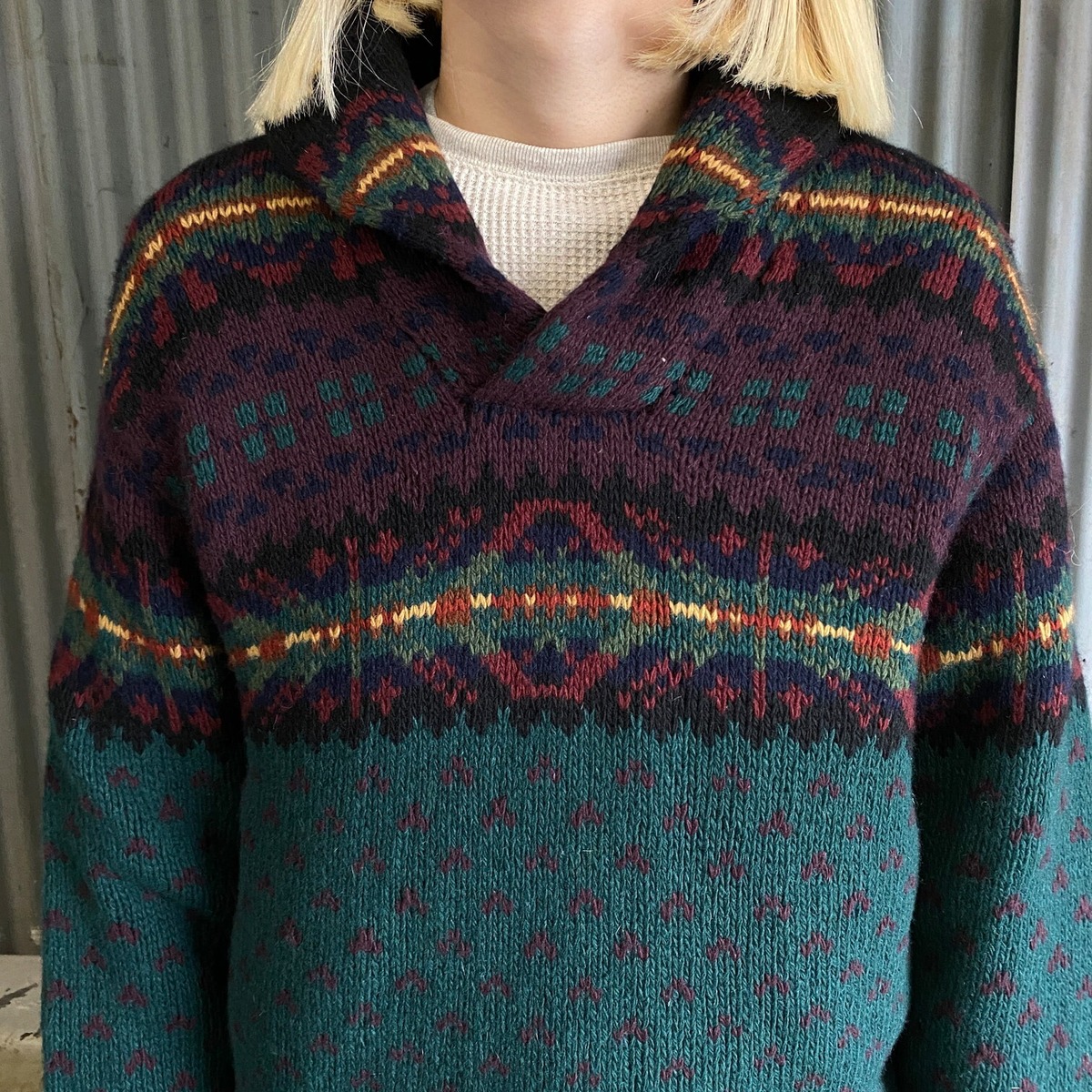 ポロバイラルフローレン ノルディック柄 カシミヤ混 ウールニット 
