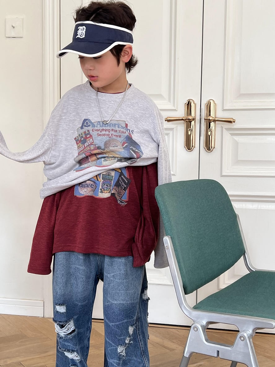 90,100cm 2color イラストトップス