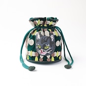 Nathalie Lete Beaded Drawstring Bag Black cat ナタリーレテ ガラスビーズポーチ Black cat