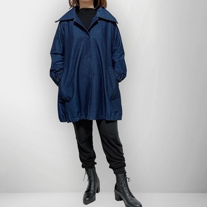 バルーンシルエット 伸縮性のある デニムコート｜綿100%