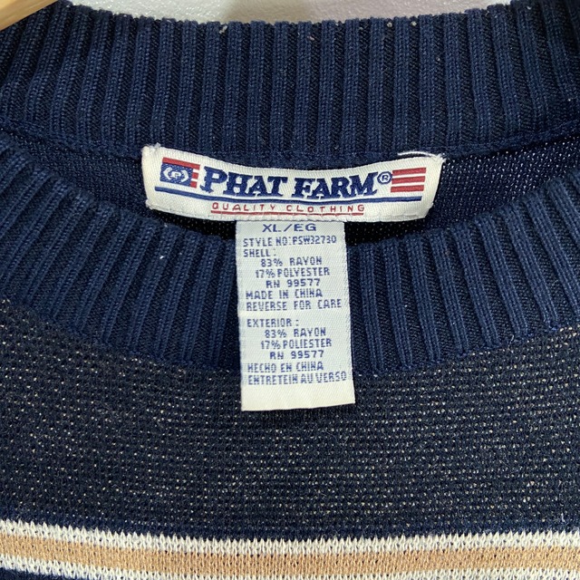 『送料無料』Phat farm ファットファーム 袖切替ラインデザインセーター XL 紺