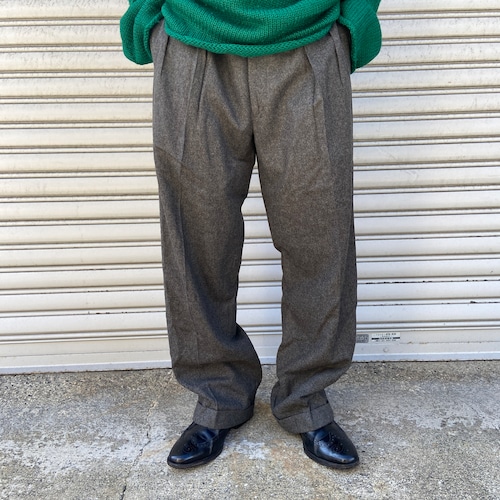 80s USA製 RalphLauren 2タックウールスラックス 鼠色 W34