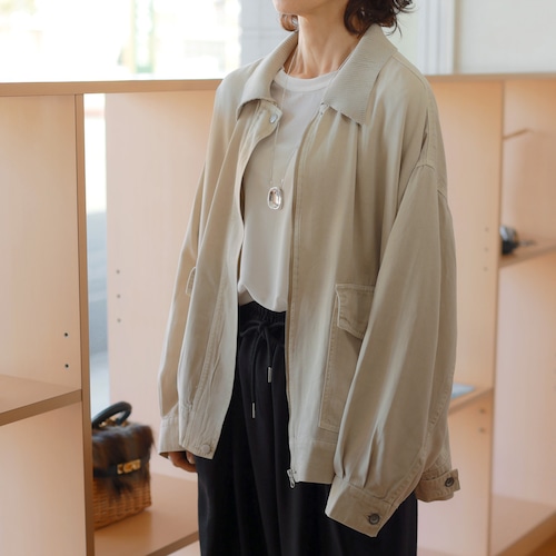 flamingo firm  (フラミンゴファーム)　リブ衿＆落ち感素材リラックスブルゾン