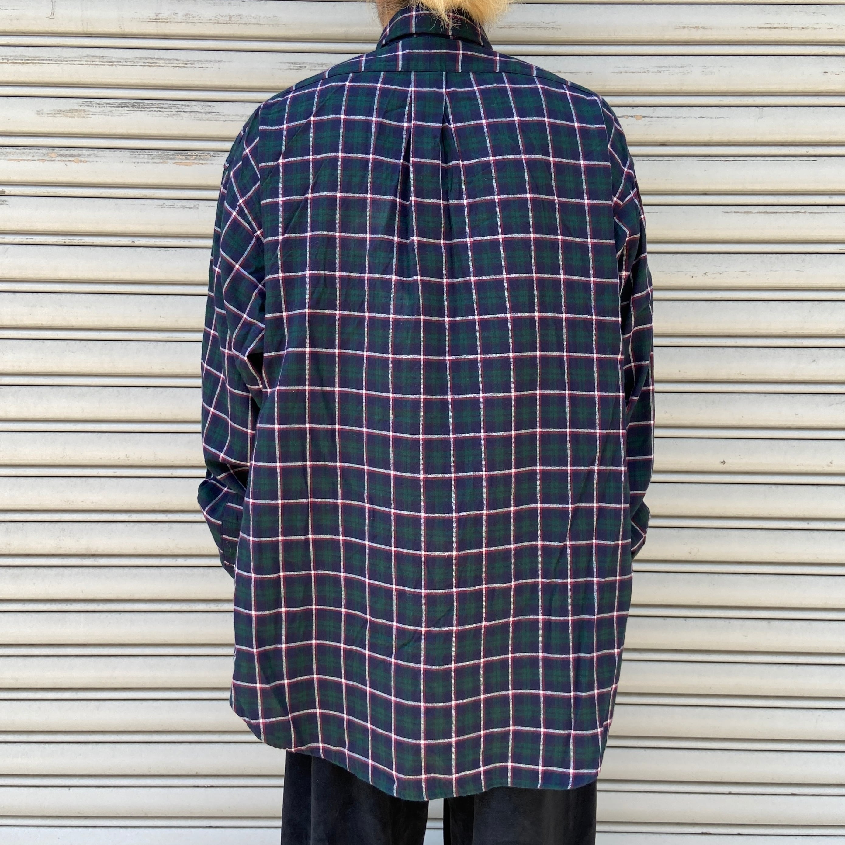 90s ラルフローレン BIG SHIRT チェック柄長袖ネルシャツ L 90s ラルフローレン BIG SHIRT チェック柄長袖ネルシャツ L
