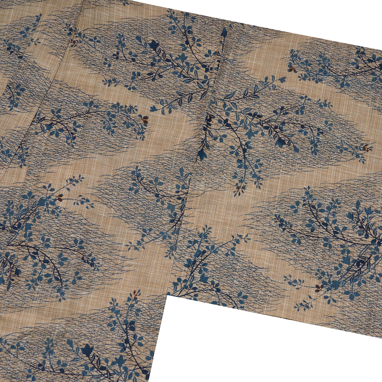 竺仙 芝に桔梗と萩の模様 奥州小紋 浴衣【中古】 | かわの屋