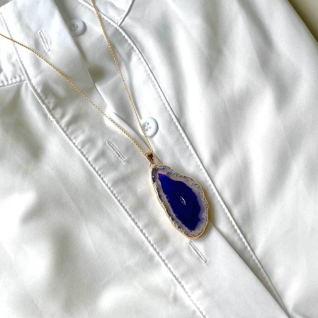 【限定1点のみ】パープルアゲート ロングネックレス Silver 18KGF