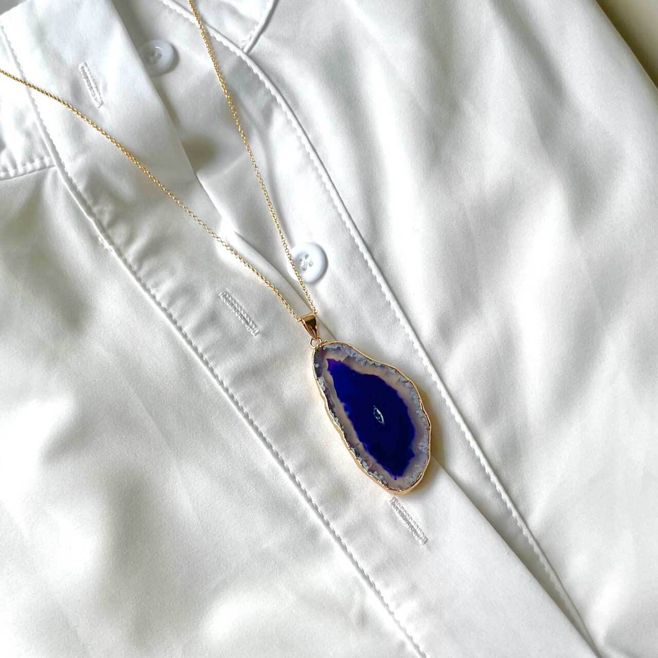 【限定1点のみ】パープルアゲート ロングネックレス Silver 18KGF