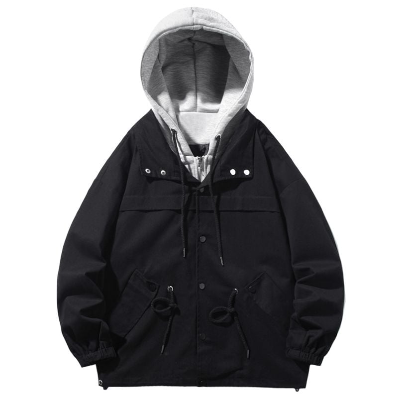 ジャケット ジャンパー 重ね着風 レイヤード風 フェイク パーカー