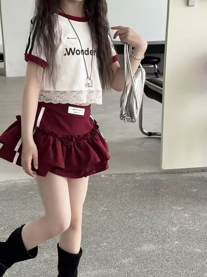 ウエストタグティアードミニスカート